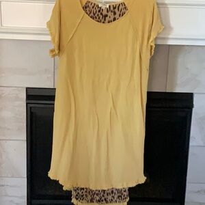 Umgee hi low leopard print linen dress
